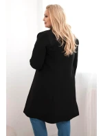 Dámský kabát Plus Size dvouřadový s límcem černý