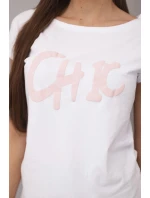 Dámská bavlněná halenka s potiskem CHIC bílá