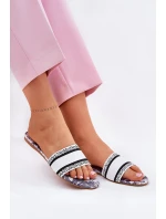 Vzory Ploché Dámské Pantofle Bílé Leysi