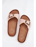 Dámské pantofle s přezkou na korkové platformě růžové Zavira