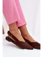 Baleríny se Zlatým Přezkou Eko Semišové Čokoládové Palerra