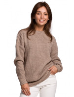 BK052 Žebrovaný pletený svetr - béžový