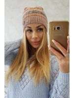 Fleecová čepice Patrycja K254 pink+cappuccino Fleecová čepice Patrycja K254 pink+cappuccino