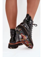 Dámské kotníkové boty z lakované přírodní kůže s izolací Artiker 57C0061 Černé