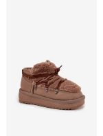 Dětské mládežnické sněhule s kožíškem DFranklin DFSH370011 hnědé