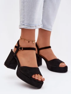 Dámské sandály na podpatku z eko semiše Černé Iserelle