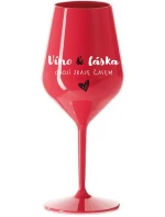 VÍNO A LÁSKA: OBOJÍ ZRAJE ČASEM - červená nerozbitná sklenice na víno 470 ml VÍNO A LÁSKA: OBOJÍ ZRAJE ČASEM - červená nerozbitná sklenice na víno 470 ml