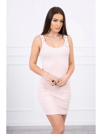 Šaty se zapínáním na ramínka pudrově růžové