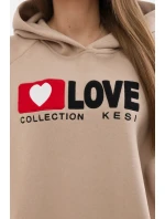 Zateplená bavlněná mikina s kapucí Love tmavě béžová Zateplená bavlněná mikina s kapucí Love tmavě béžová