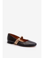 Dámské kožené baleríny na plochém podpatku Laura Messi 2774 černé