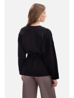 B297 Pletené sako bez límce s otevřenou přední částí - černé