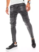 Pánské bojové džínové kalhoty tmavě šedé FashionStreet UX3288 Pánské bojové džínové kalhoty tmavě šedé FashionStreet UX3288