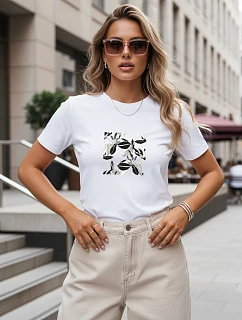 Dámské ležérní tričko s rostlinným motivem, bílé, FashionStreet NX8053RY