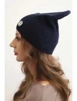 Dámská čepice s proužky a ozdobným knoflíkem s přídavkem viskózy a modalu modrá Dámská čepice s proužky a ozdobným knoflíkem s přídavkem viskózy a modalu modrá