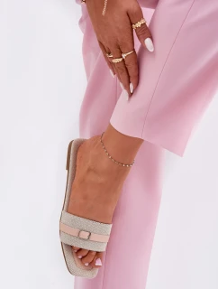 Ploché Dámské Pantofle S Páskem A Sponou Béžové Zilina