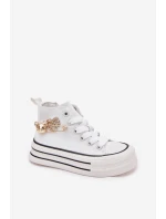 Dětské Vysoké Tenisky Se Zlatou Dekorací Bílé Elvena