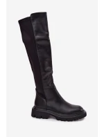 Nákladní dámské kozačky z eko kůže černé Sylvina