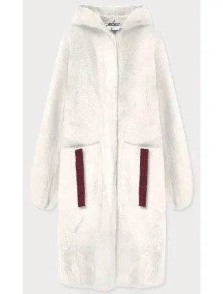 Bílý přehoz přes oblečení s kapucí á la alpaka (B3005)