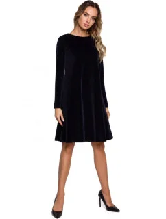 Sametové šaty volného střihu M566 tmavě modré - MOE