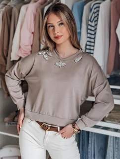 Dámská halenka s dlouhým rukávem Buttercotch CRYSTALIA mocha FashionStreet RY2770
