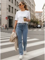 Dámské džíny s vysokým pasem a širokými nohavicemi modré FashionStreet UY2867