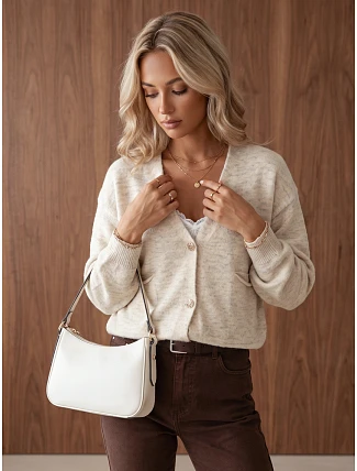 Dámský kardigan s kapsami, vanilková barva, FashionStreet MY2578