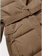 Hnědá vypasovaná zimní bunda s opaskem (23MY-207) Hnědá vypasovaná zimní bunda s opaskem (23MY-207)
