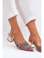 Sandály Na Podpatku S Pletením A Špičatými Nosy Multikolor Resterri