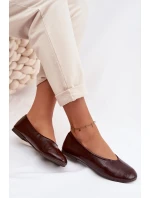 Lakované Baleríny z Eko Kůže Čokoládové Selanora