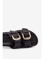 Dámské eko kožené nazouváky s zlatými sponami Černé Tervessa