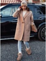 Dámský oversize dlouhý kabát BARALITE z jehněčí kůže béžový FashionStreet NY0710