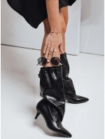 Dámské kozačky s pomačkaným svrškem černé FashionStreet ZY1136