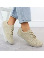 Dámské perforované béžové kožené polobotky Rieker 52546-60 Dámské perforované béžové kožené polobotky Rieker 52546-60