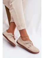 Kožené semišové dámské polobotky Zazoo N1271 světle béžové