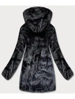 Tmavě modrá oboustranná dámská bunda - kožíšek (b8053-3)