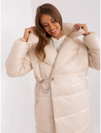 Světle béžová lehká péřová dámská zimní bunda Factory Price (TR8310)