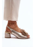 Kožené sandály s ozdobou Laura Messi 2719 Zlaté