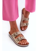 Pohodlné Dámské Žabky S Sponami Inblu CP000045 Zlaté Pohodlné Dámské Žabky S Sponami Inblu CP000045 Zlaté