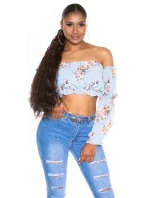 Dámský sexy volánkový top Carmen T80149 Růžová s květinovým vzorem - Style fashion Dámský sexy volánkový top Carmen T80149 Růžová s květinovým vzorem - Style fashion