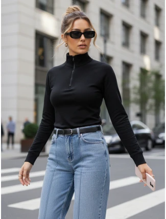 Dámská mikina se stojáčkem černá FashionStreet BY1564