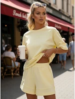 Bavlněný dámský komplet s kraťasy Polský výrobek žlutá FashionStreet AY1170
