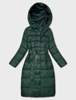 Zelená oboustranná dlouhá bunda s kapucí (P22-6638-33+33)