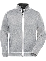 Daiber JN 898 Pánská pracovní pletená fleece bunda - Solid 02.0898 white melange/carbon Daiber JN 898 Pánská pracovní pletená fleece bunda - Solid 02.0898 white melange/carbon