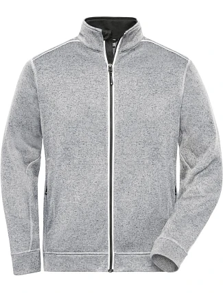Daiber JN 898 Pánská pracovní pletená fleece bunda - Solid 02.0898 white melange/carbon Daiber JN 898 Pánská pracovní pletená fleece bunda - Solid 02.0898 white melange/carbon