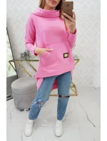 Mikina s kapucí s dlouhými zády růžová Mikina s kapucí s dlouhými zády růžová