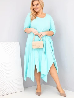 Dámská bavlněná sukni Plus Size s asymetrickým spodním lemem mátová