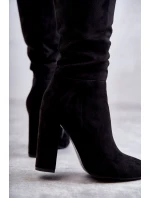 Klasické semišové boty na podpatku Černá Tressa