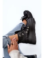 Zazoo 3416 Kožené dámské sportovní boty černé