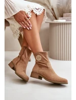 Dámské Botky Na Zip S Ozdobným Detalem Eko Semišové Béžové Lerioria