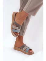 Pohodlné dámské pantofle béžovo-modré Oxena